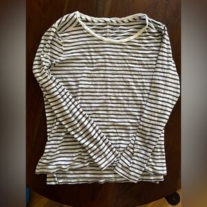Madewell White & Black Striped Long-Sleeve Tee